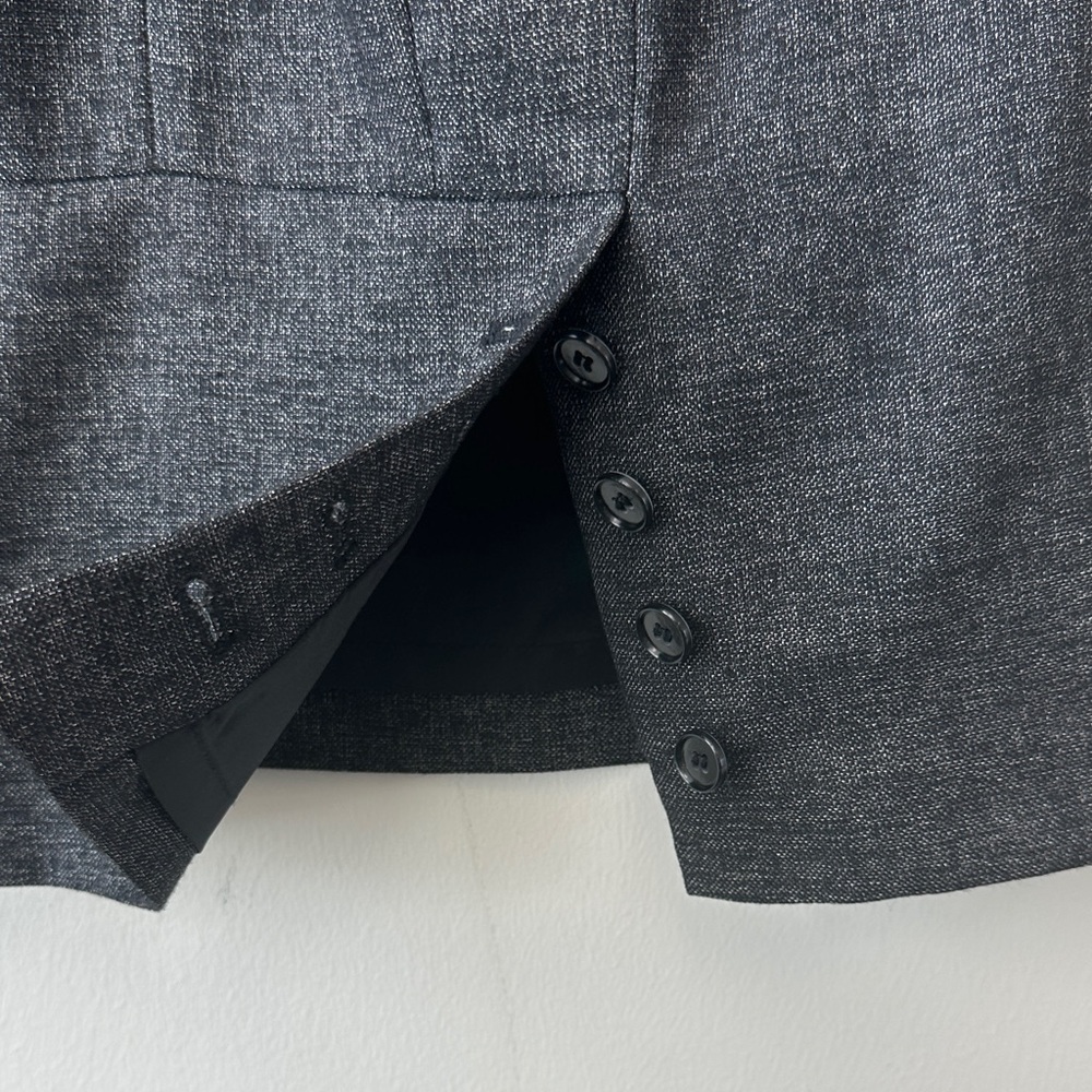 Classic Black and Silver Tweed Women's Skirt with Button Up Pleats - Picture 5 of 7